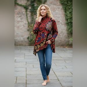 Boho Floral Print Asymetrical Eco Friendly Turtleneck